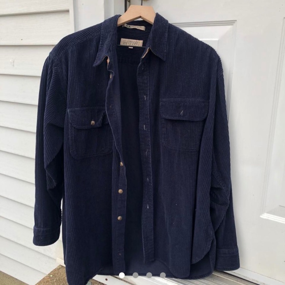 Vintage dark navy blue corduroy button-up shirt/jacket by Claybrooke Outdoors